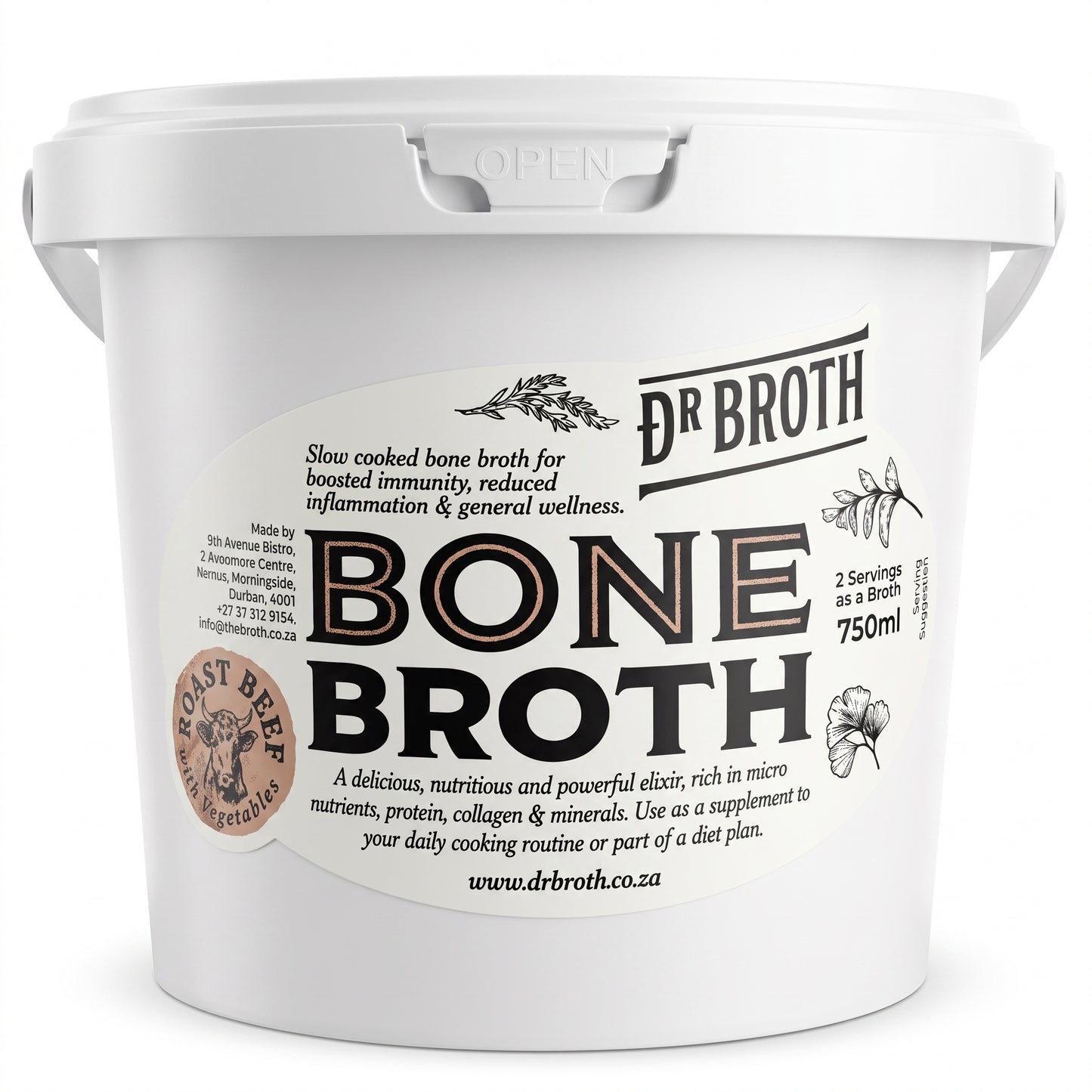 Broth (Bone & Vegan) - Bone Broth Roast Beef & Vegetables 750ml