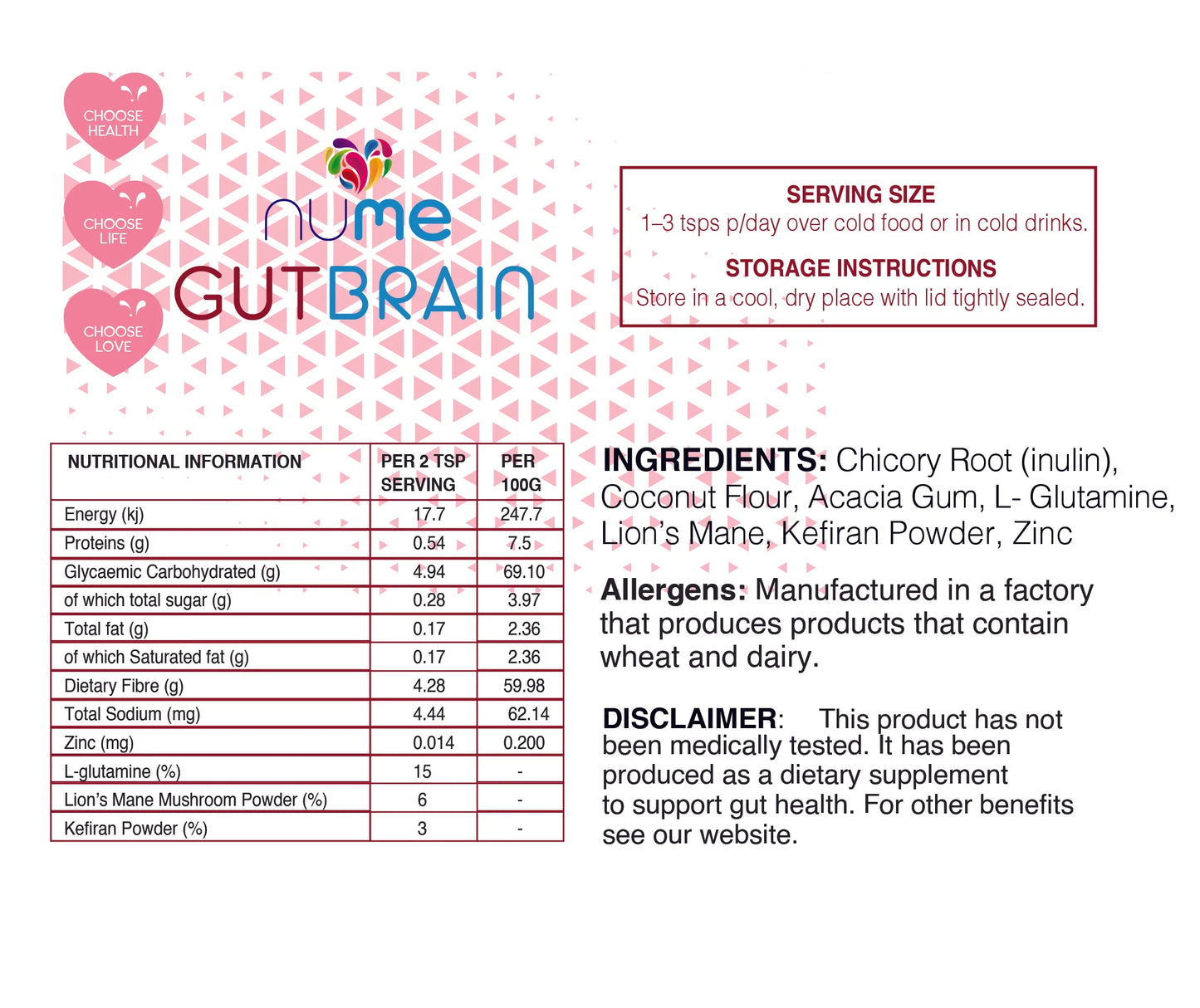 NuMe Gut Brain Prebiotic Powder