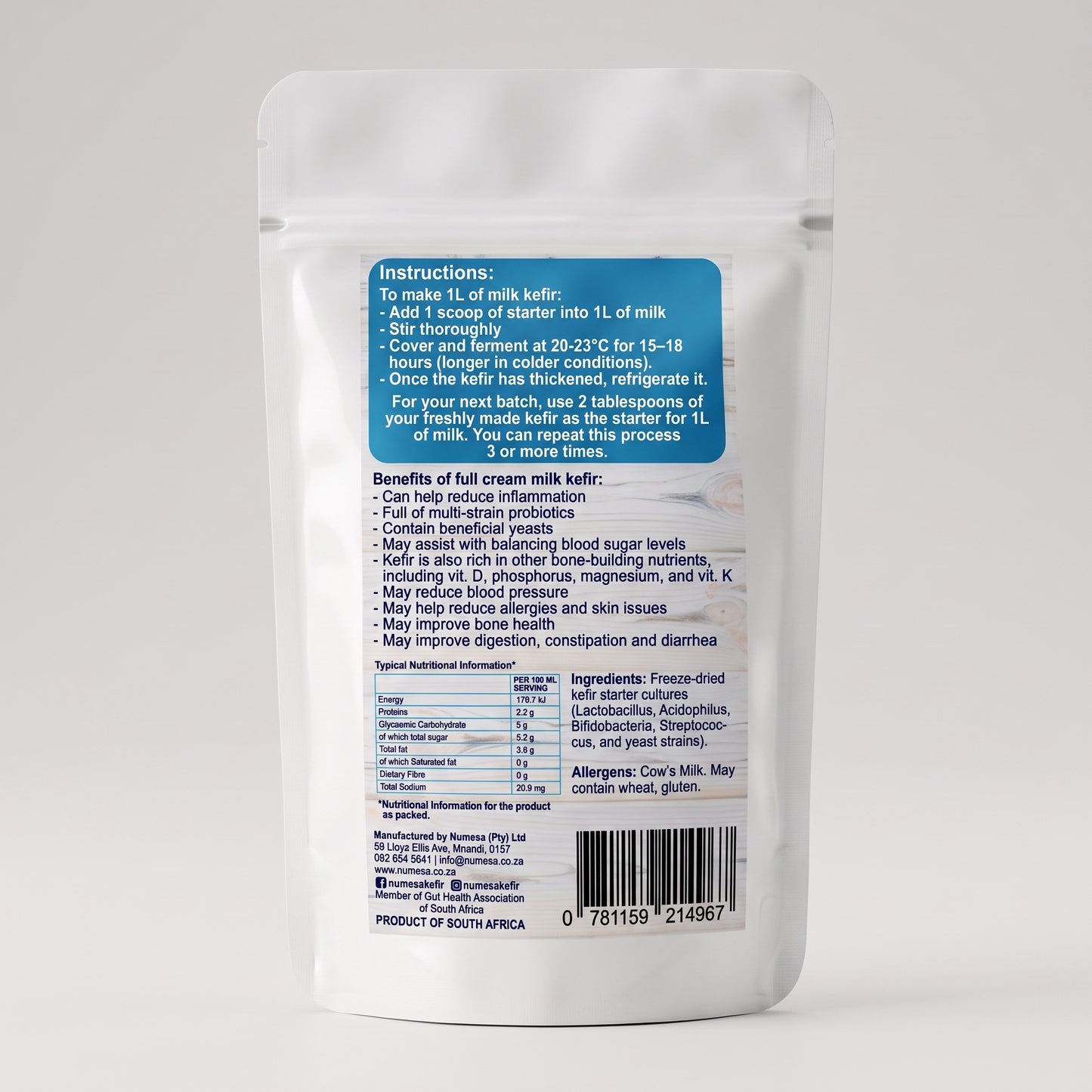 Authentic Milk Kefir Starter Powder