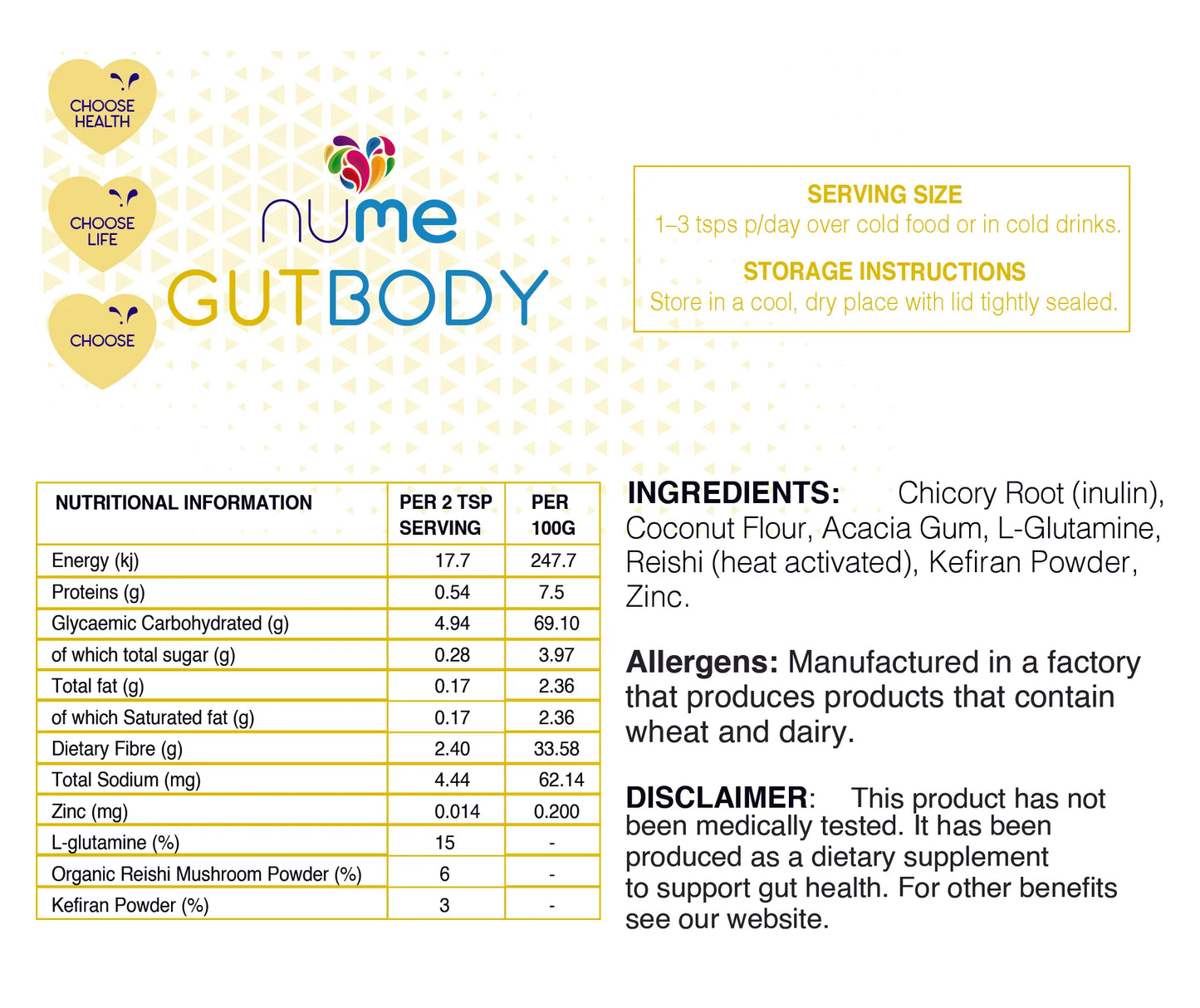 NuMe Gut Body Prebiotic Powder