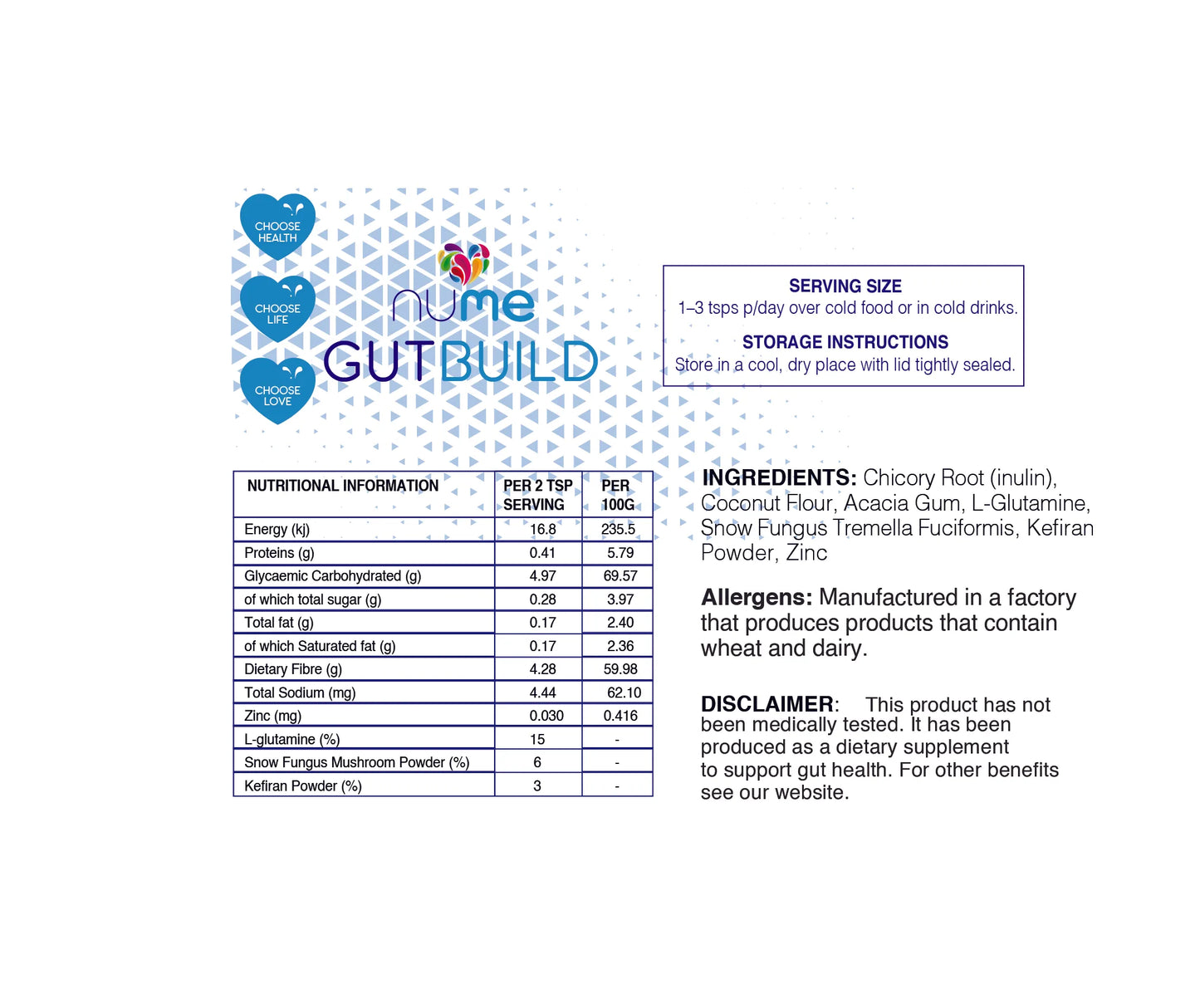 NuMe Gut Build Prebiotic Powder