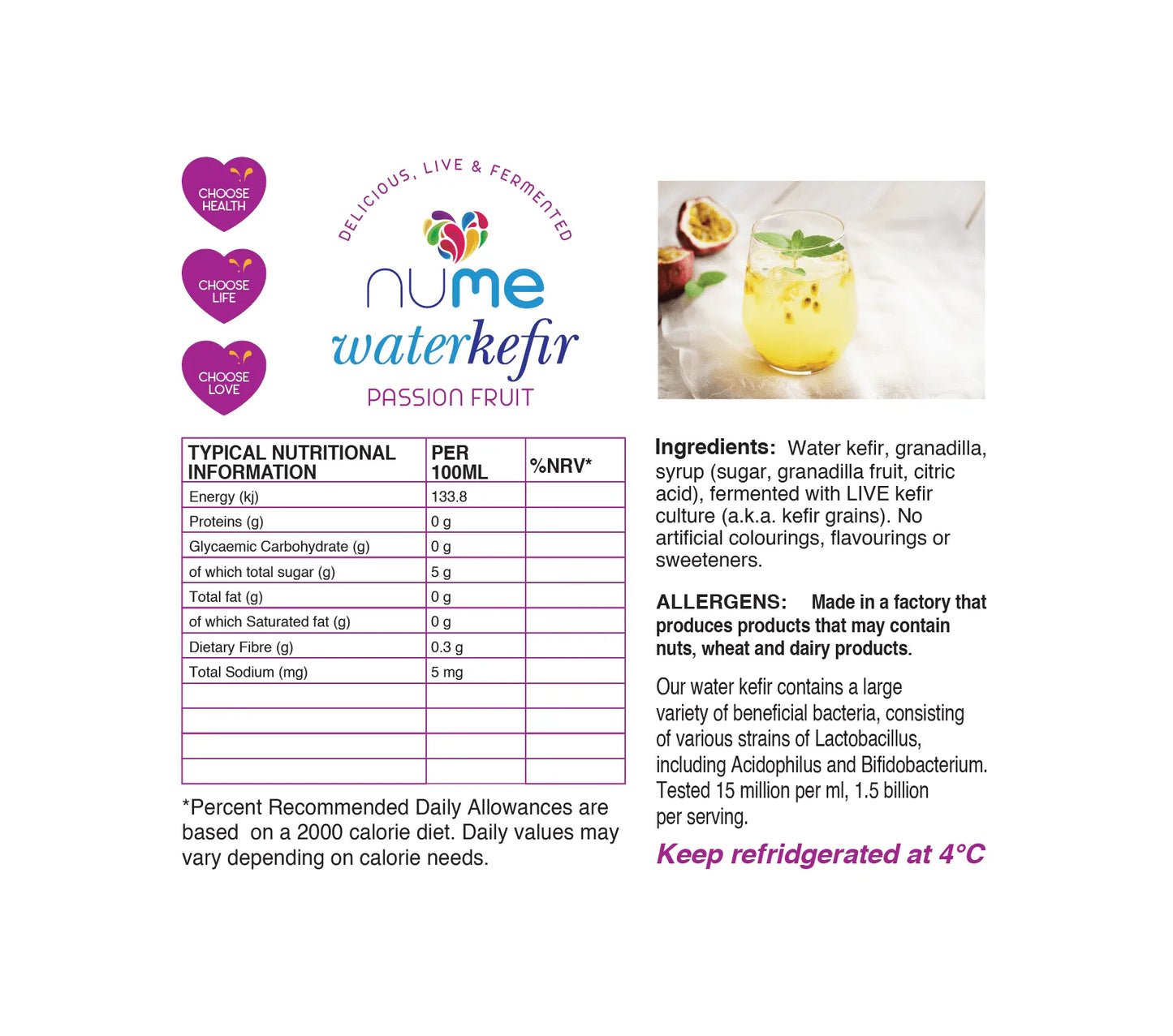 Passion Fruit Flavoured Water Kefir
