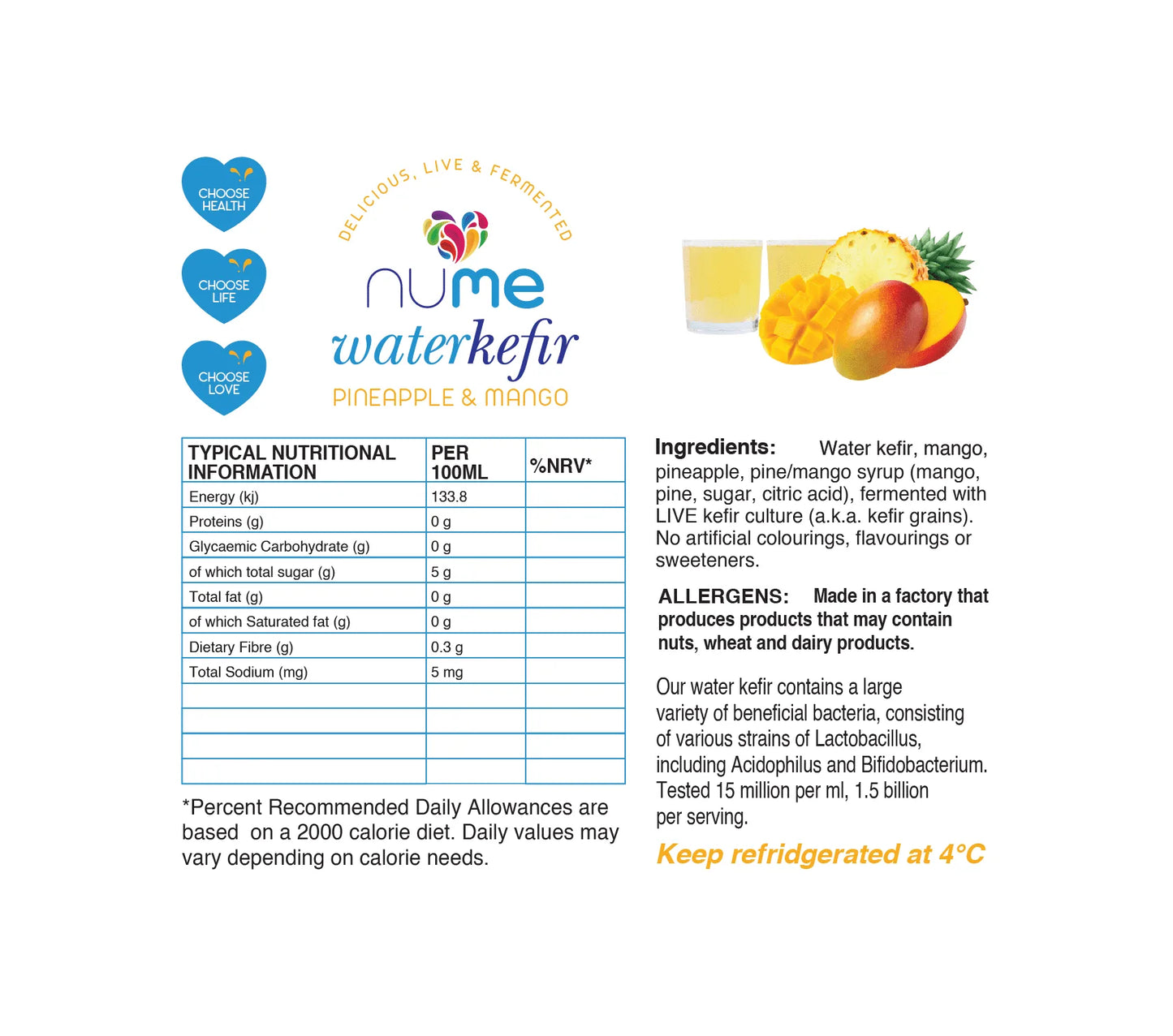 Pineapple & Mango Fruit Flavoured Water Kefir